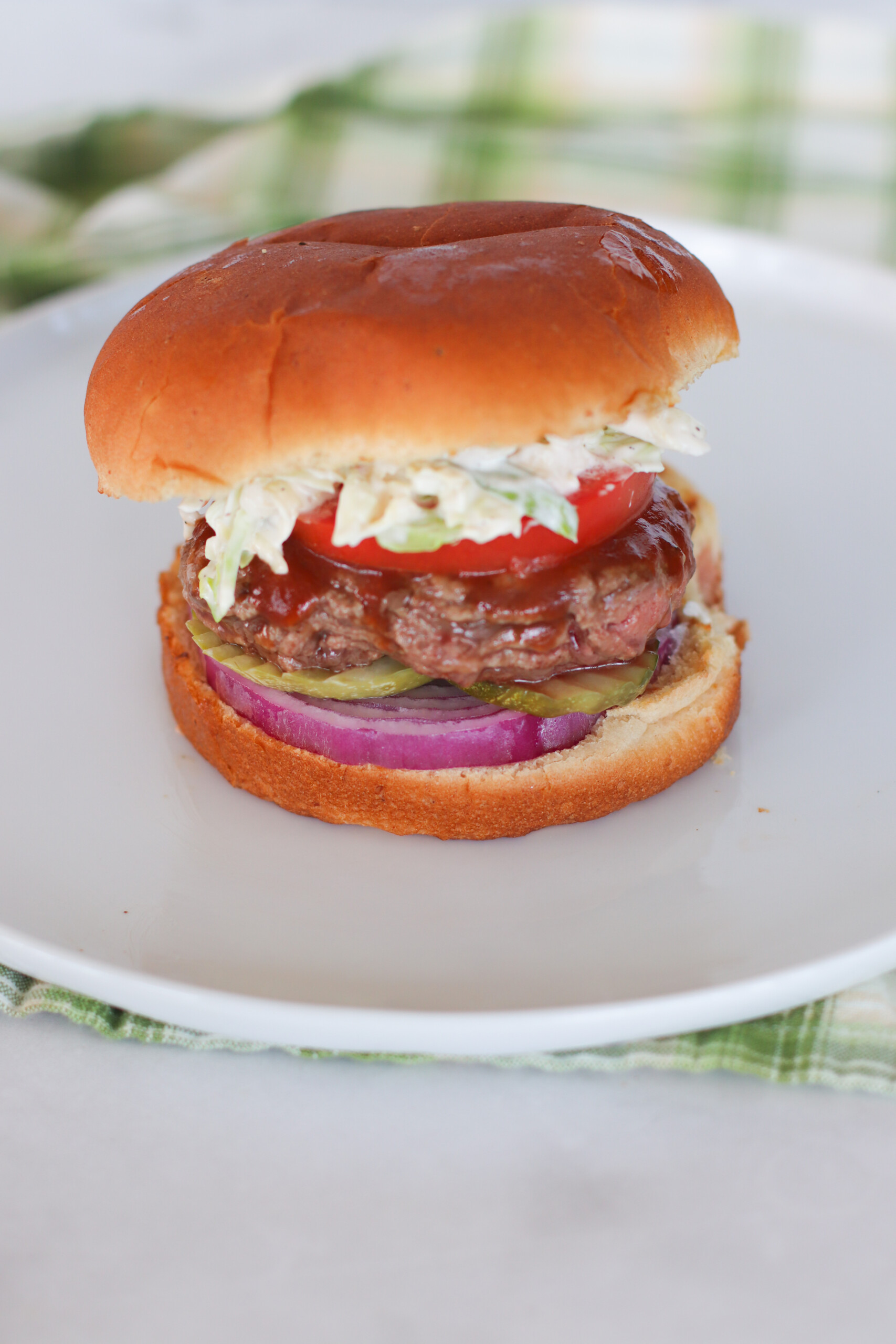 BBQ Burger with Creamy Slaw and Crunchy Pickles Laura lean the modern day girlfriend