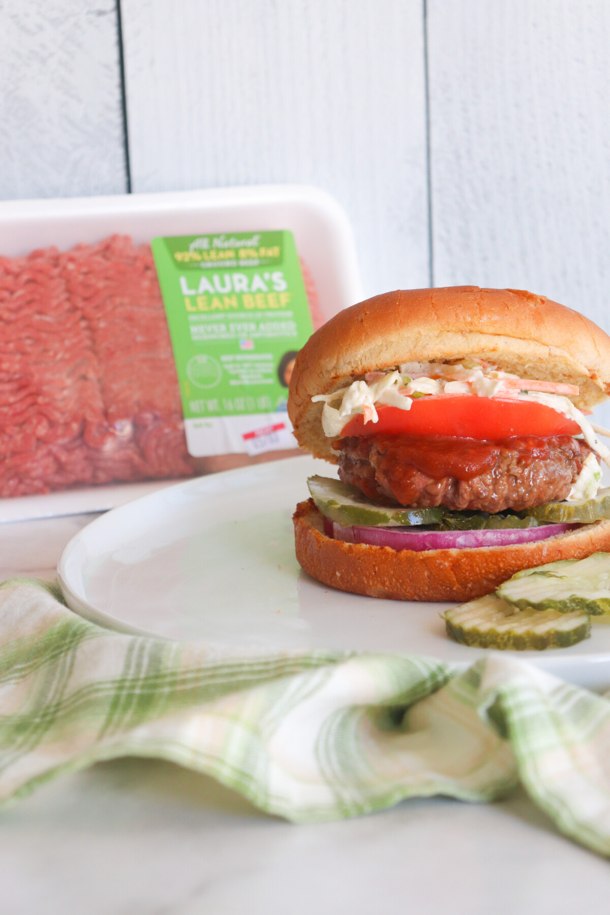 BBQ Burger with Creamy Slaw and Crunchy Pickles Laura lean the modern day girlfriend